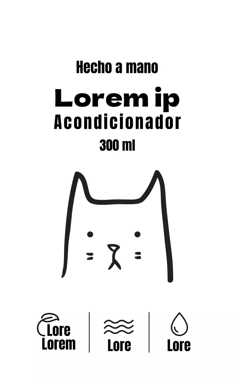 Etiqueta del acondicionador ilustrada en blanco y negro