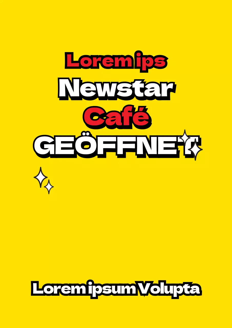 Einfaches Schaufenster mit gelben und roten glitzernden Illustrationen