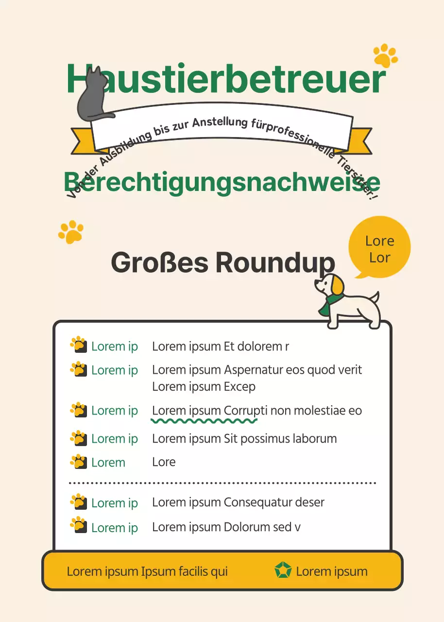 Einstellung von Tierpflegern mit grünem und gelbem Thema