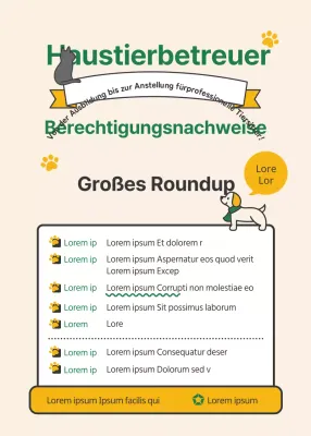 Einstellung von Tierpflegern mit grünem und gelbem Thema