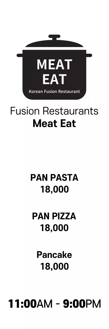 Banner de menu de restaurante minimalista preto