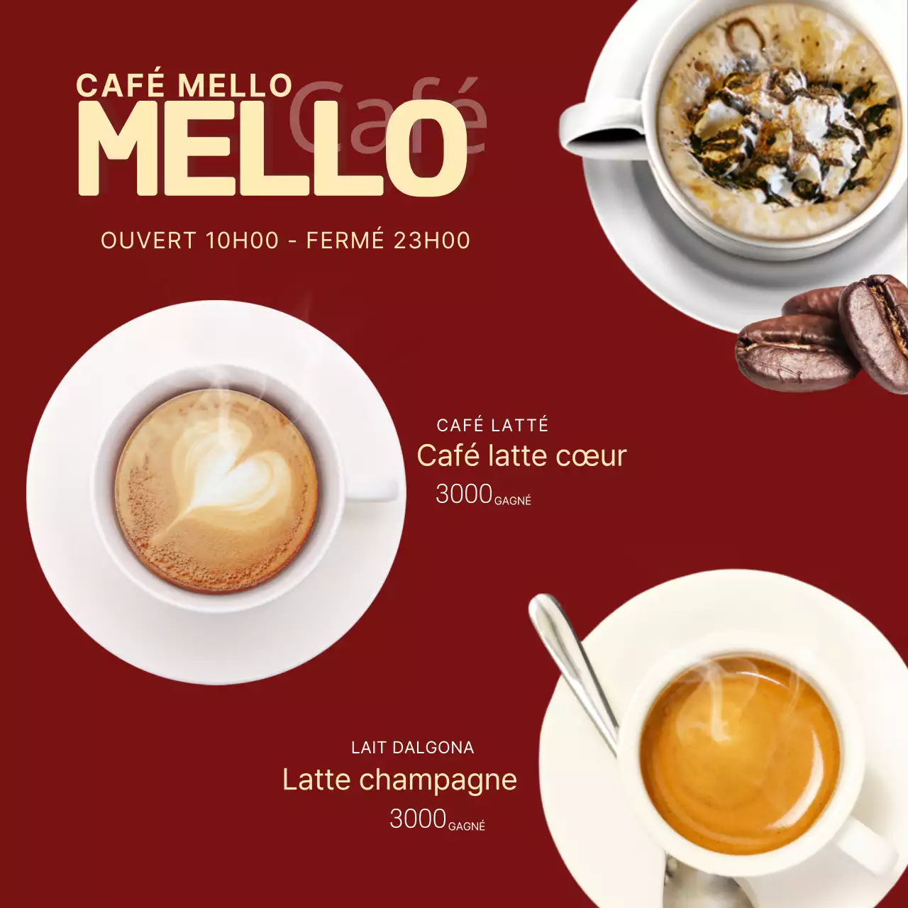 Un thème simple de café en bordeaux