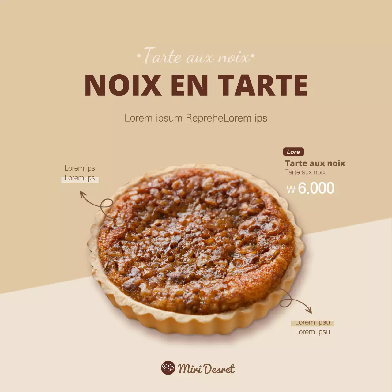 Bannière de tarte aux noix brunes