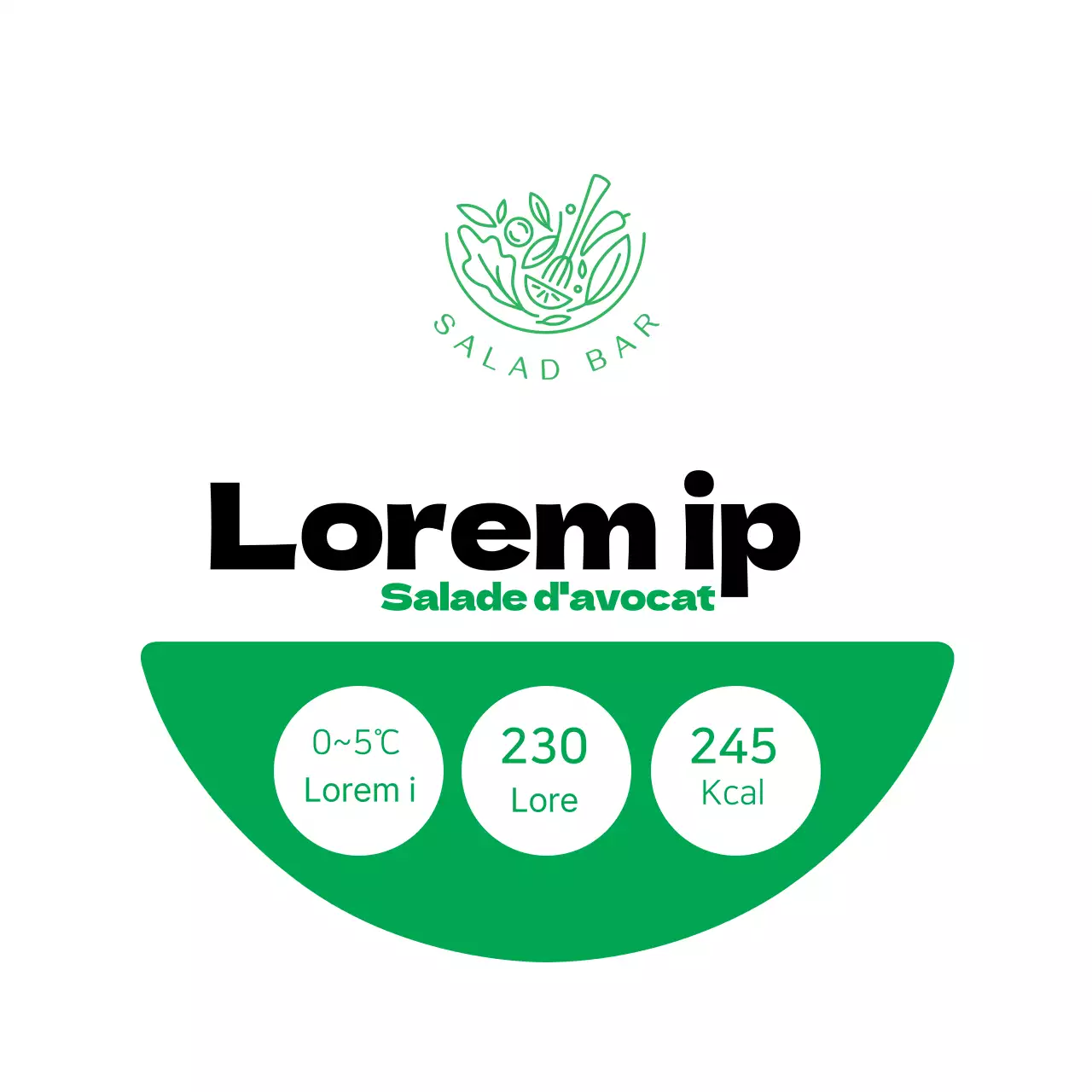 Étiquette de salade d'avocats blanche et verte