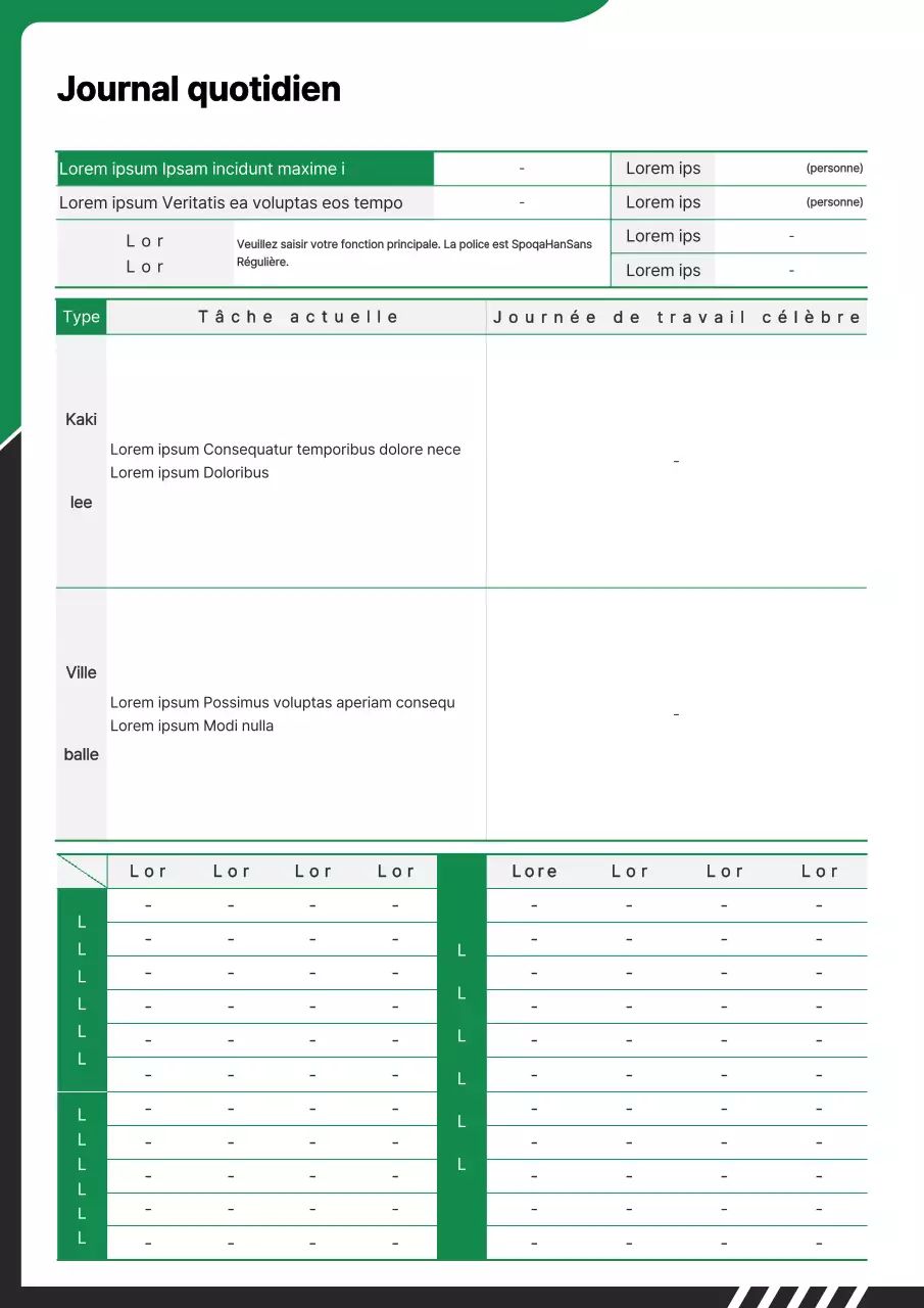 Un agenda simple en noir et vert