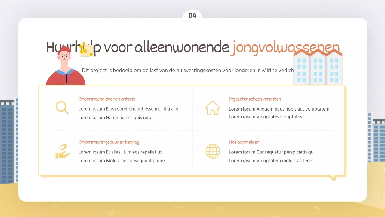 Knalgele en witte programmagids voor overheidskantoren