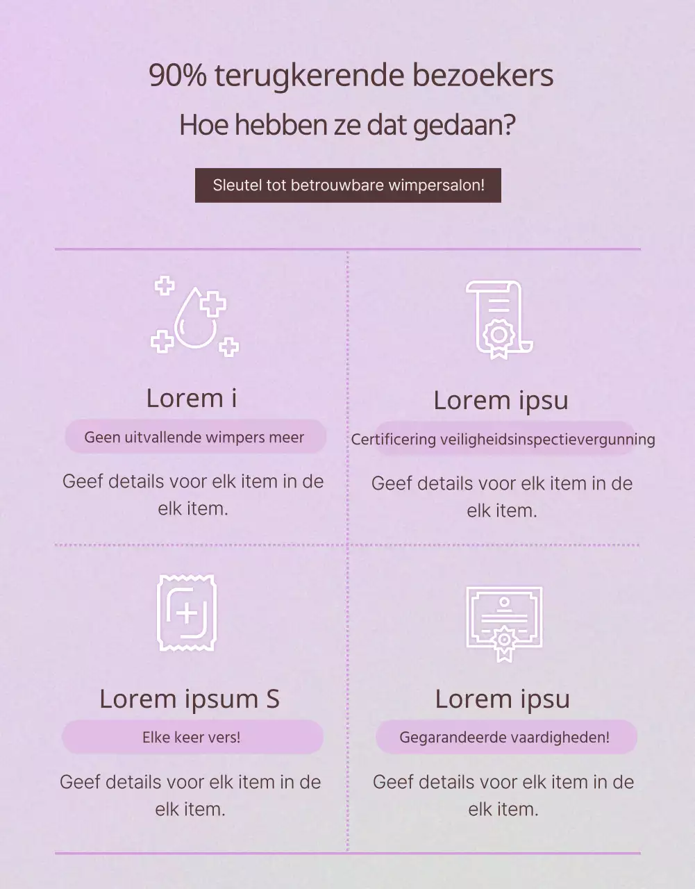 Gids voor eenvoudige mauve en bruine wimperextensions