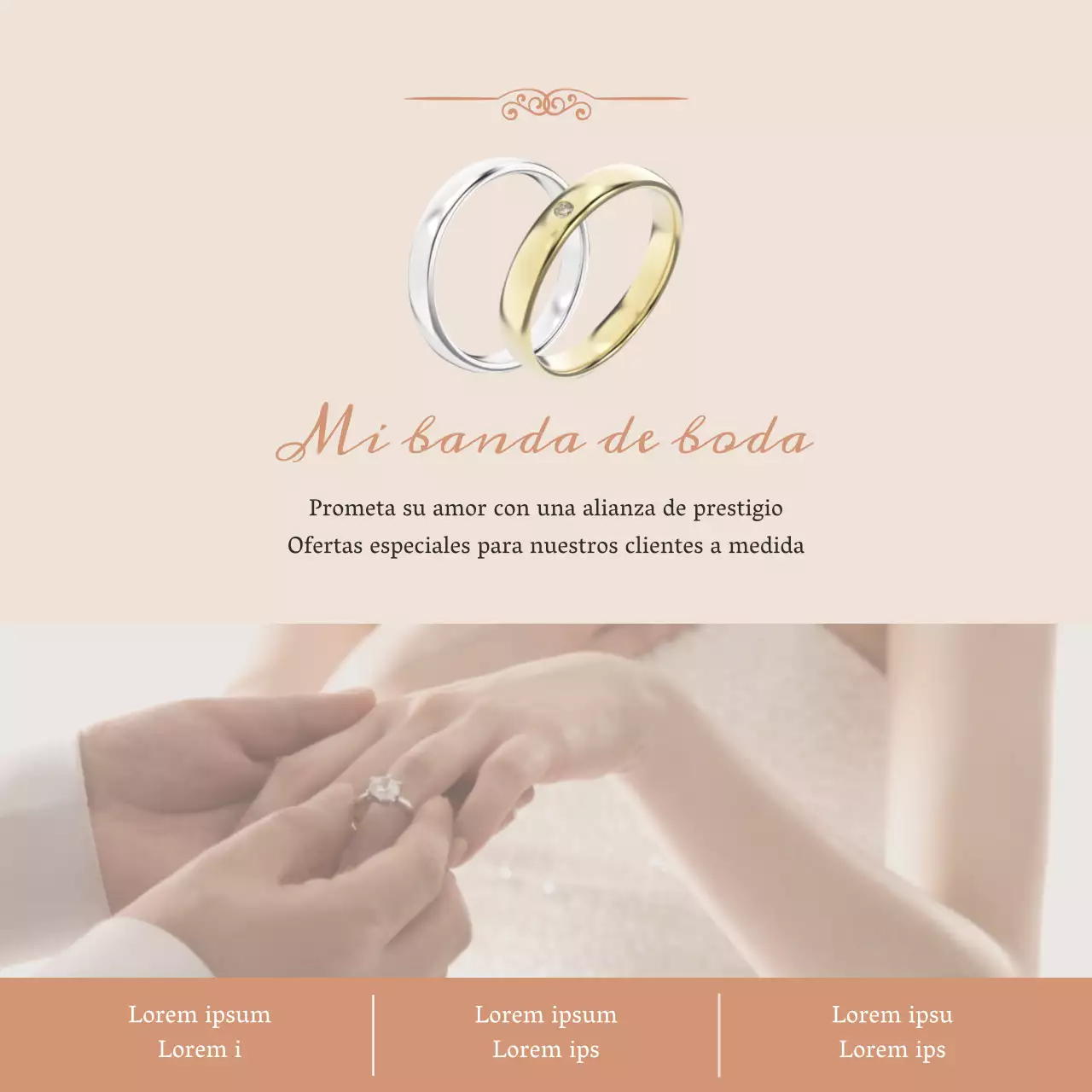 Promoción de alianzas personalizadas en tonos beige