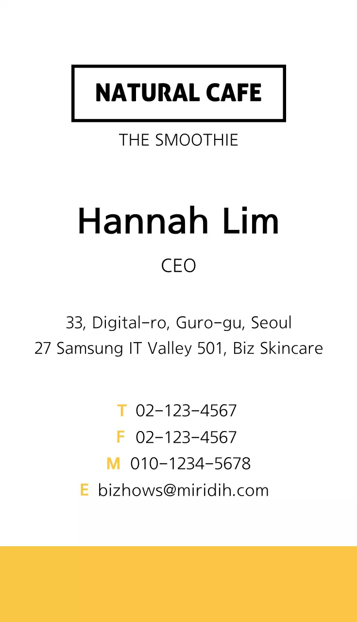 Danh thiếp quán cà phê đơn giản màu vàng