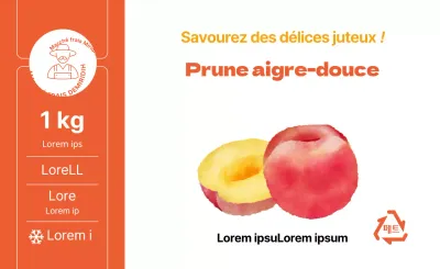 Illustration d'une prune d'été, autocollants simples par couleur