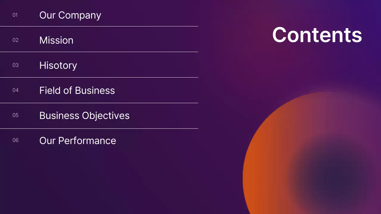 Gradient purple and orange company profile