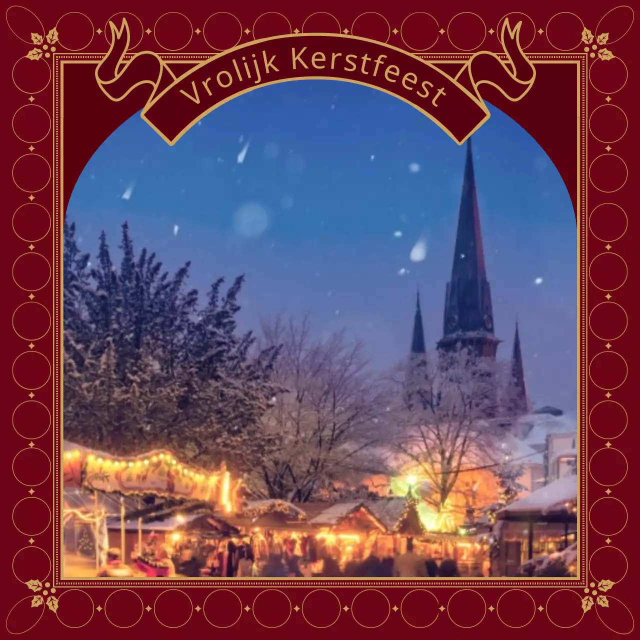 Kerstfotolay-out met sierlijke frames in rood