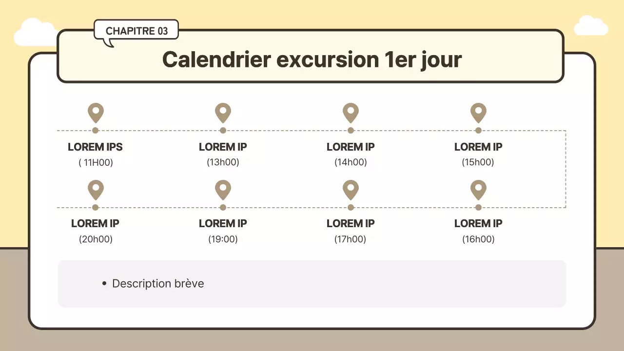 Concept de bagage mignon, itinéraire de voyage en jaune et beige