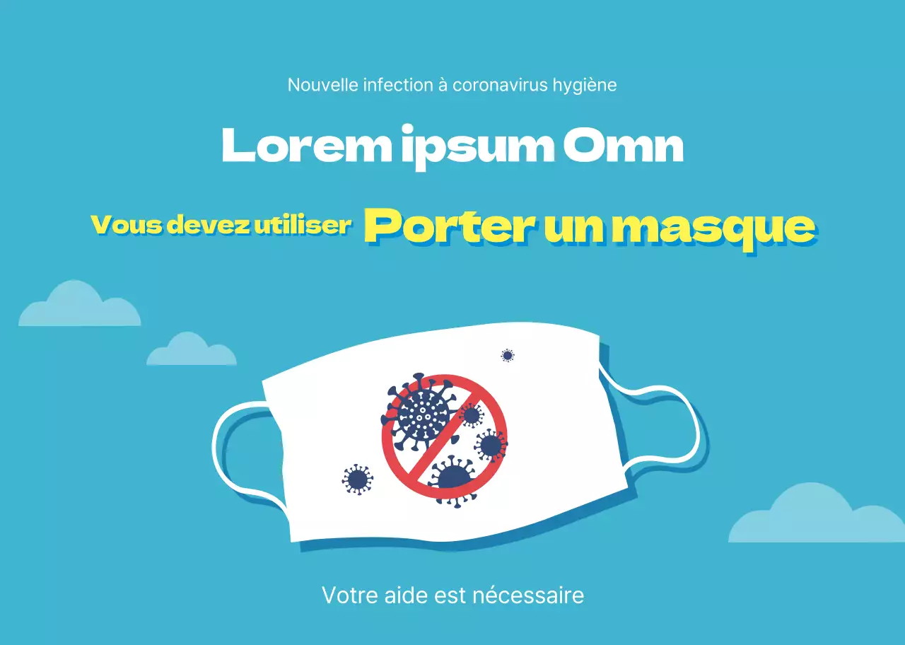 Instructions pour le port d'un masque bleu illustré