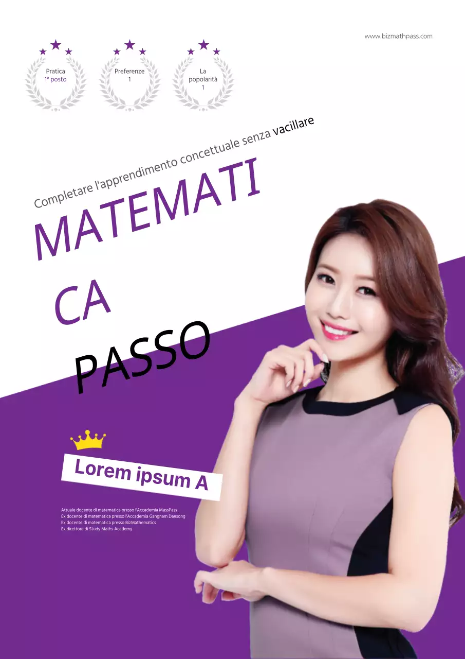 Poster promozionale di un istruttore di matematica semplice in viola