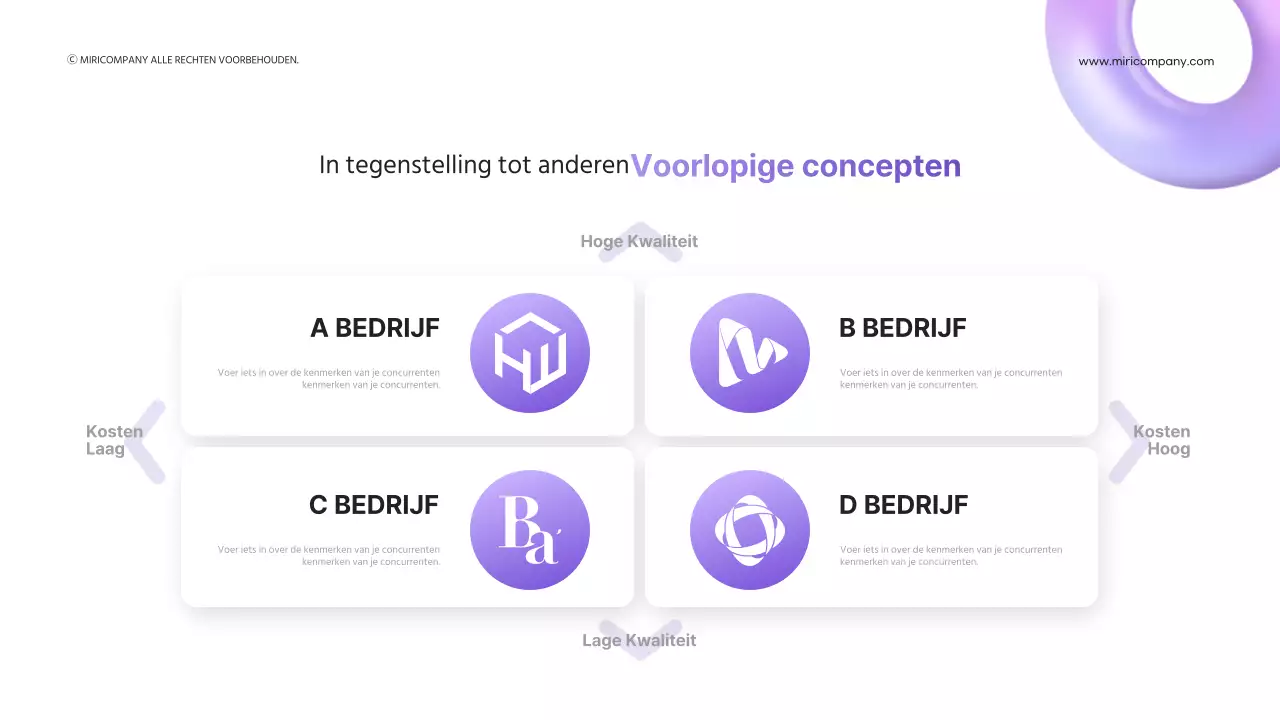 3D-vormen met een paars kleurverloop voor zakelijke presentaties