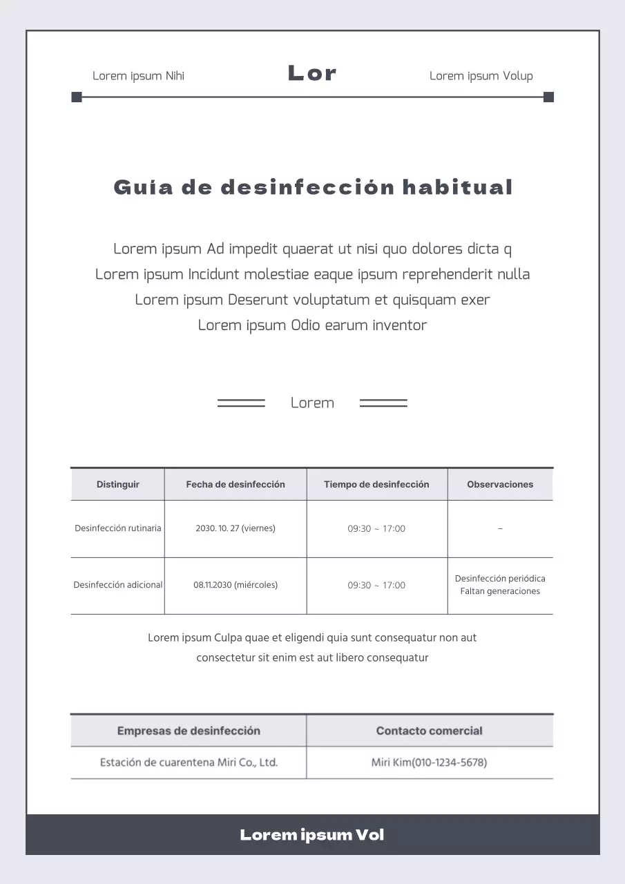 Un simple aviso gris de desinfección rutinaria