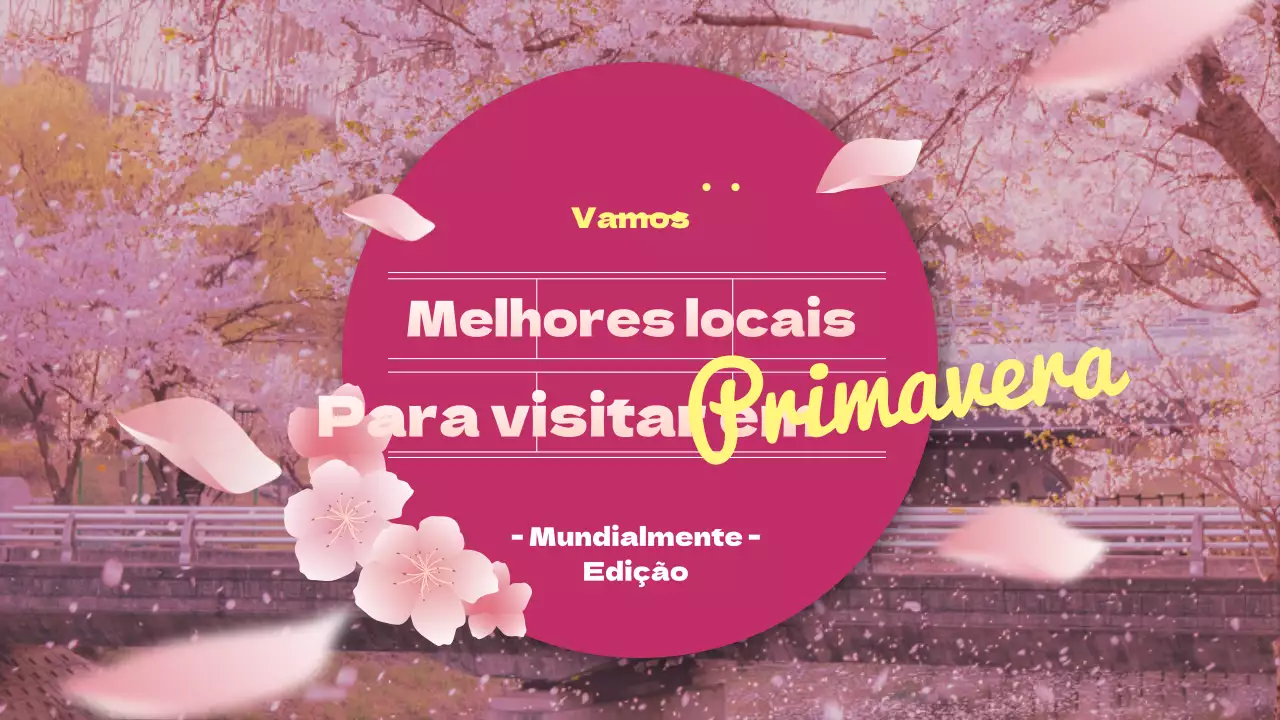 Destinos de viagem nacionais recomendados com flores cor-de-rosa e uma sensação de primavera