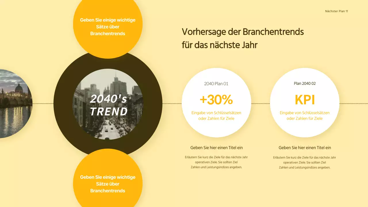 Präsentation der Umsatzberichte für Reisebüros mit gelbem Konzept