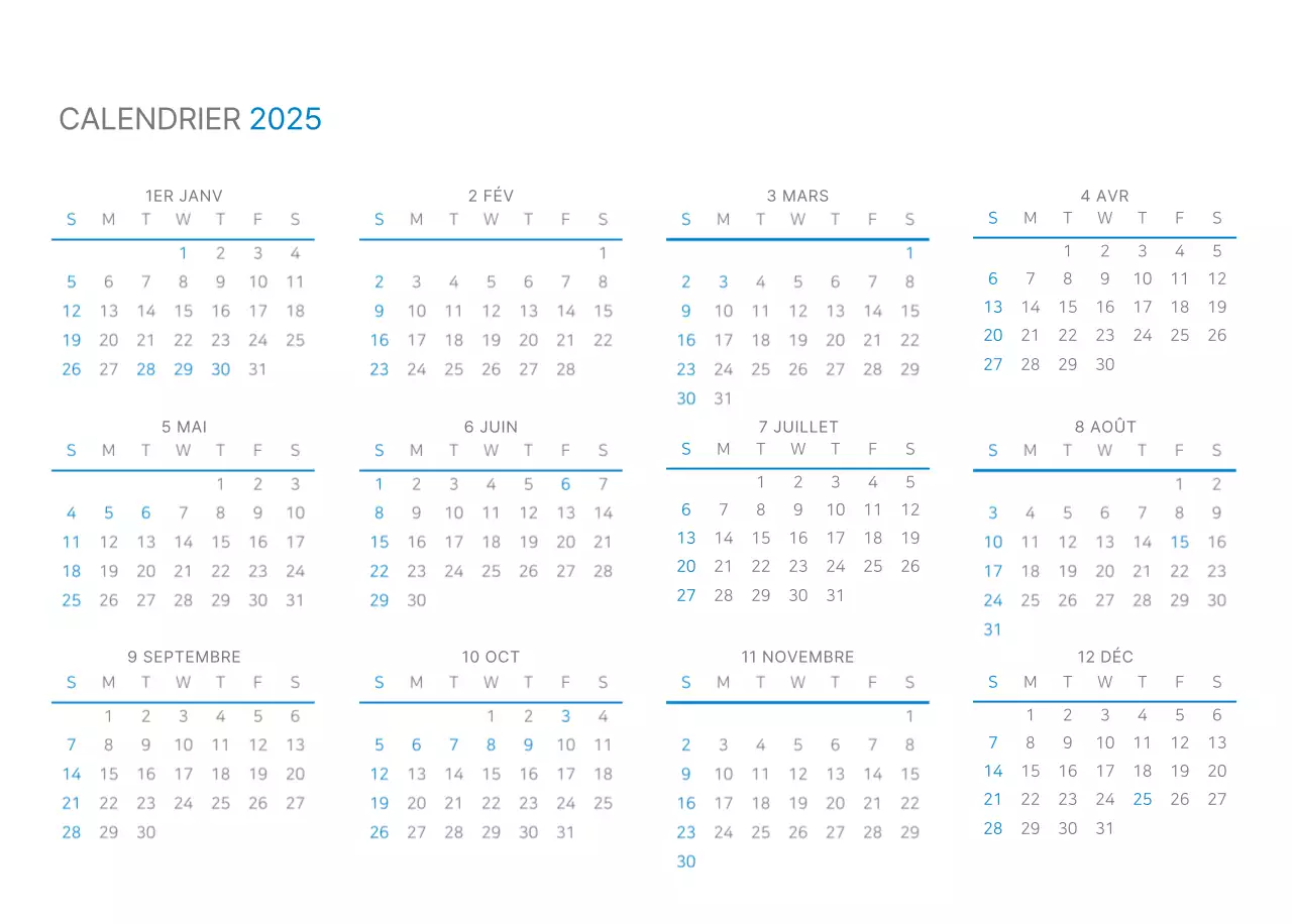 Calendrier de bureau blanc et simple