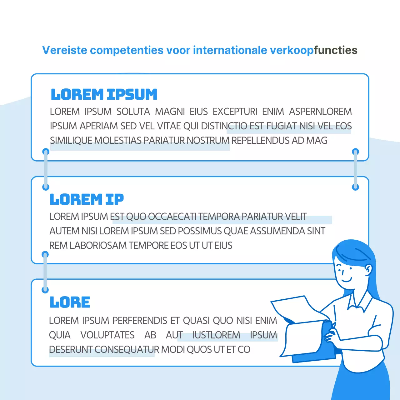 Ontdek onze blauwe en aaibare internationale verkoopfuncties Carrière Business Guide