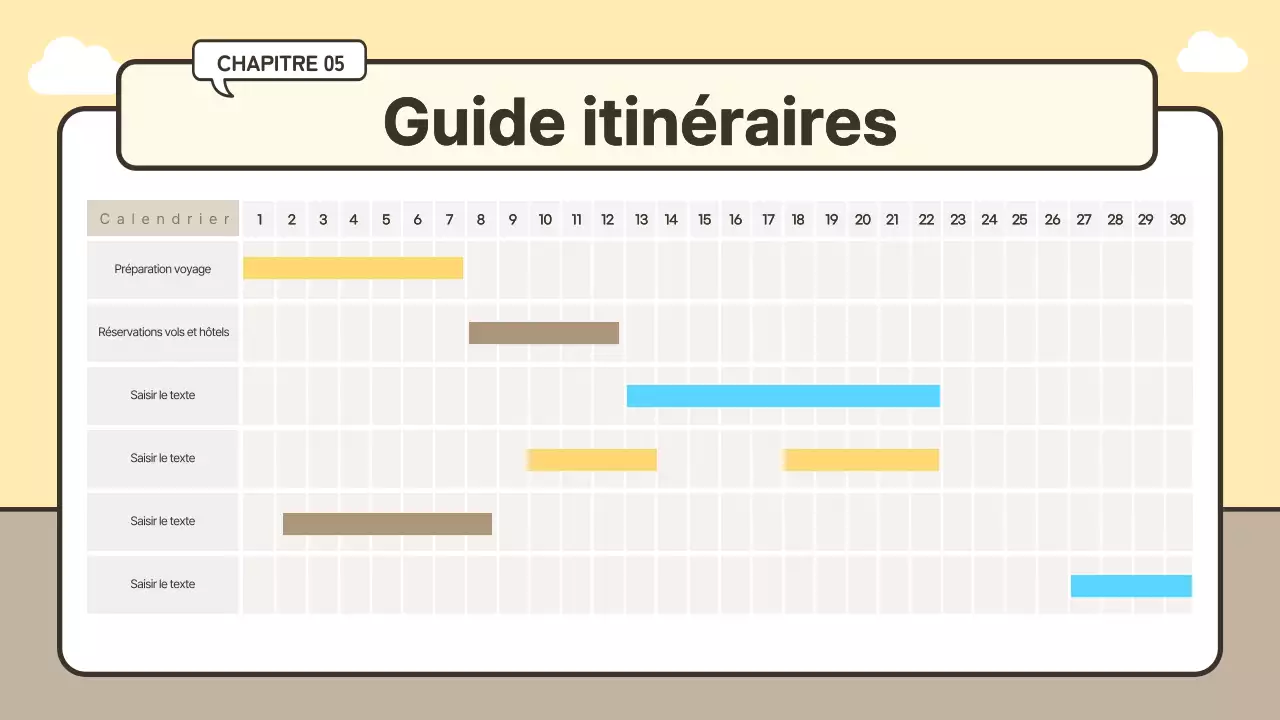 Concept de bagage mignon, itinéraire de voyage en jaune et beige