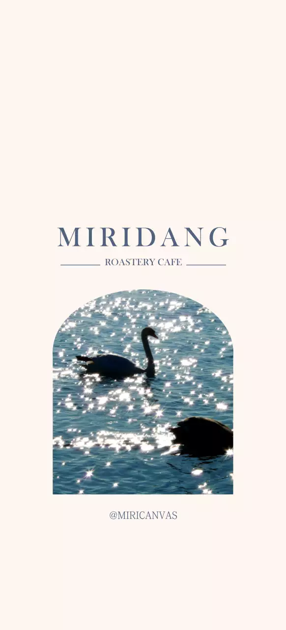 Emotional photo layout in white and blue to promote a cafe