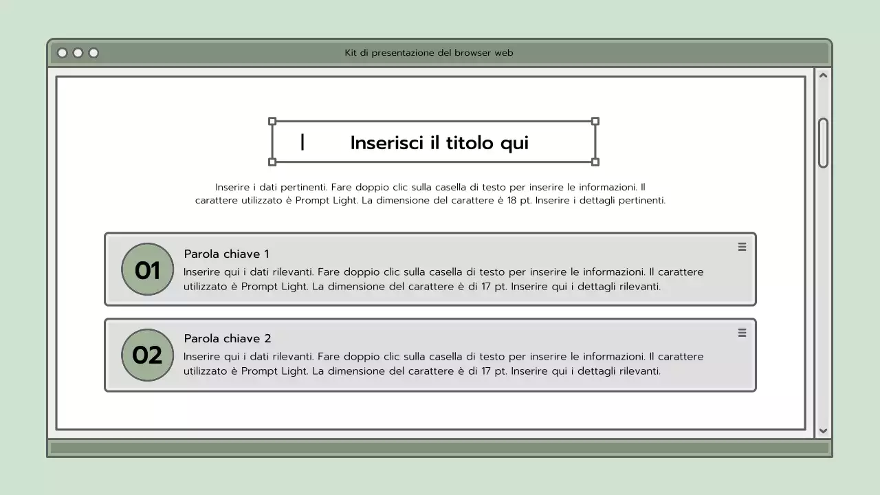 Kit di presentazione con concetto di browser blu chiaro