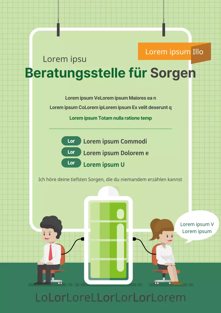 Ein einfacher, grüner und schlichter Flyer für eine psychologische Beratungsstelle