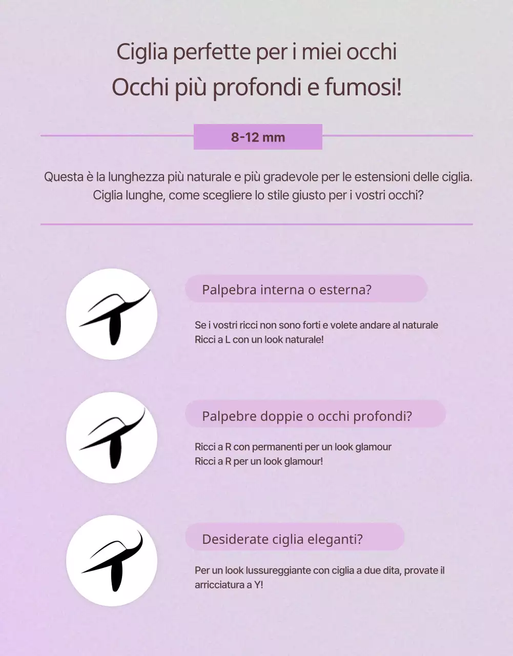 Guida alle extension di ciglia semplici color malva e marrone