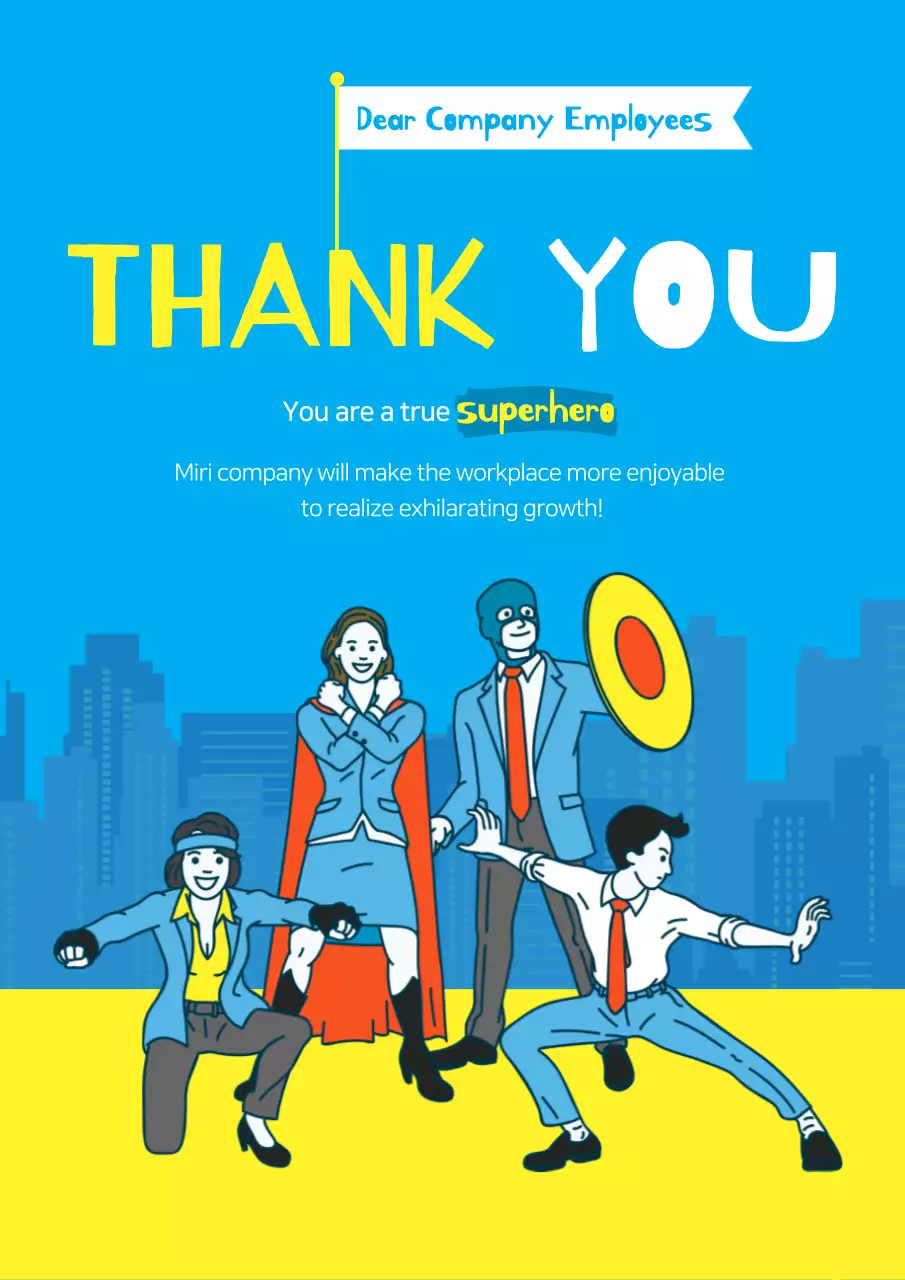 Blue Comic Employee Announcement Poster