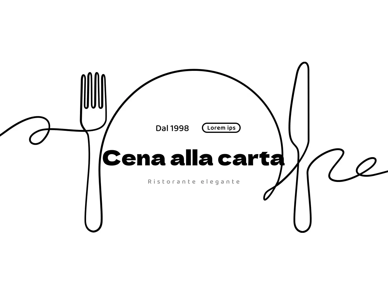 Stile semplice del logo del ristorante in bianco e nero