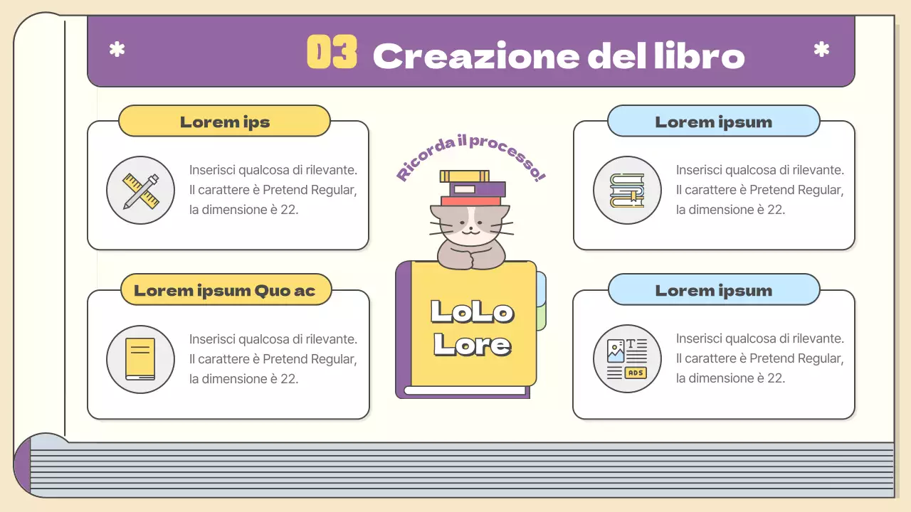 Pianificazione di pubblicazioni kitsch in giallo e viola Materiale didattico