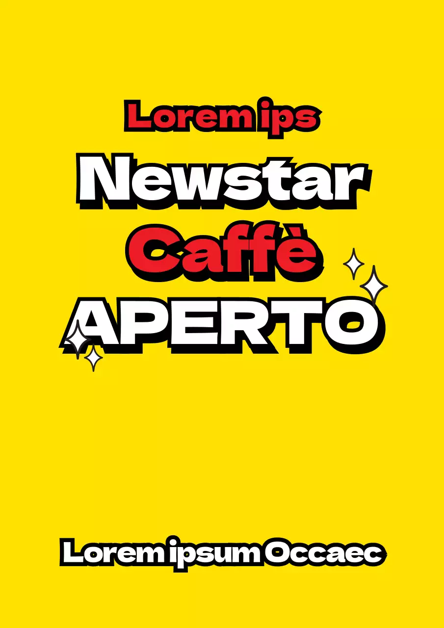 Semplice vetrina con illustrazioni glitterate gialle e rosse