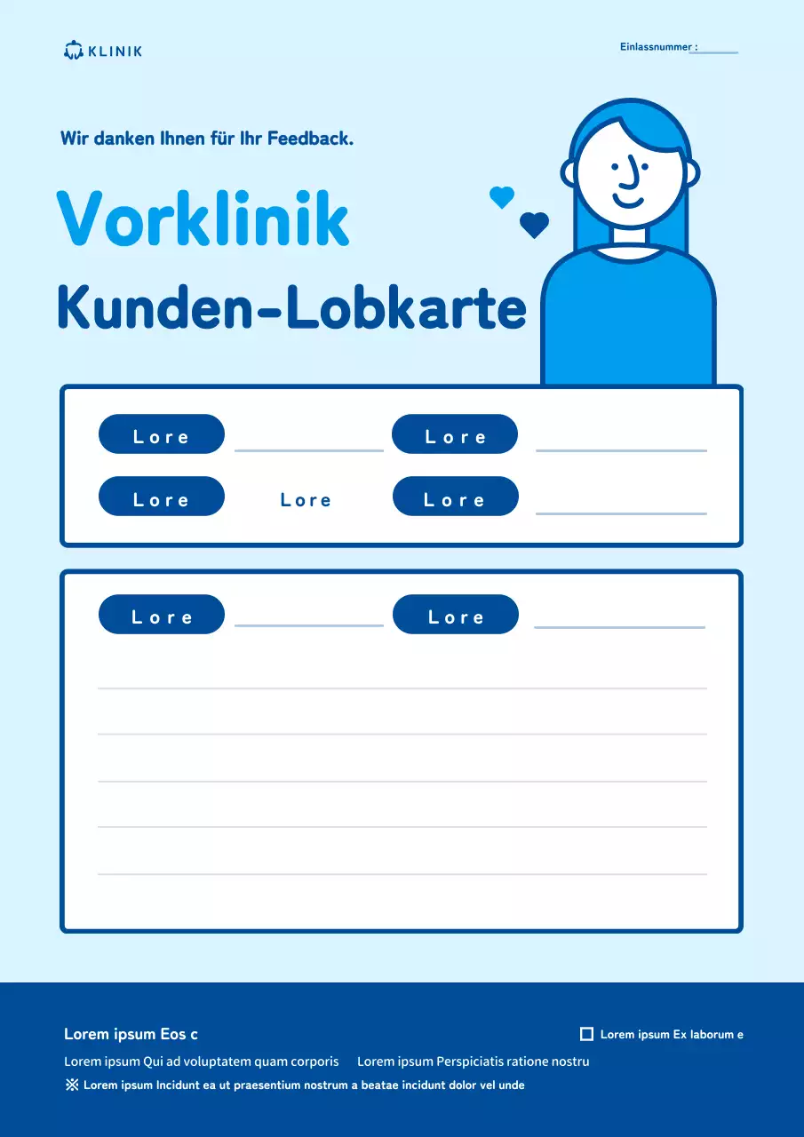 Eine hübsche, blaue, konzeptionelle Kundenanerkennungskarte