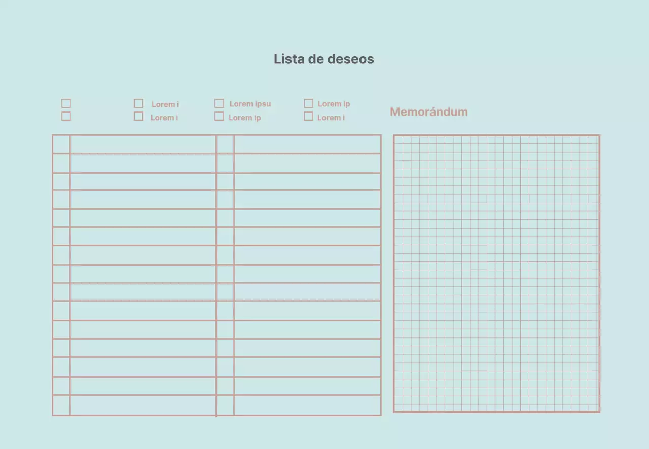 Mint Lines Simple Wishlist