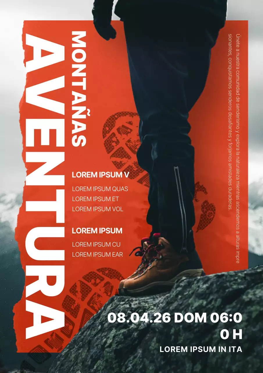 Guía de reclutamiento del club de montaña moderno naranja y blanco