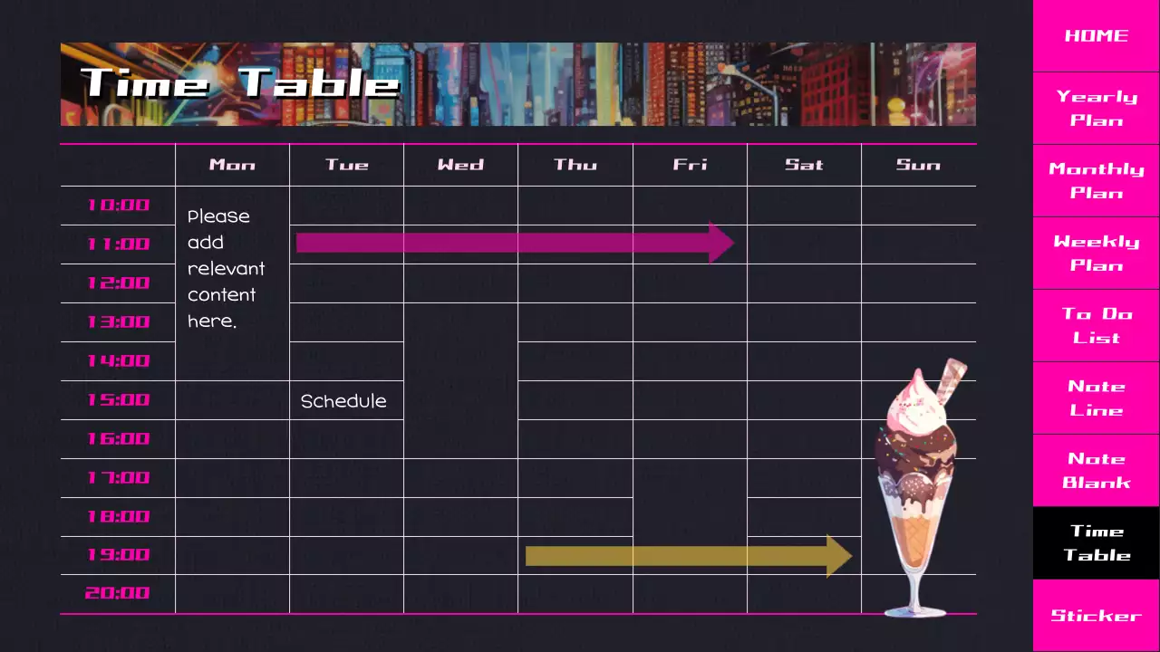 Pink Retro Planner Schedule Presentation