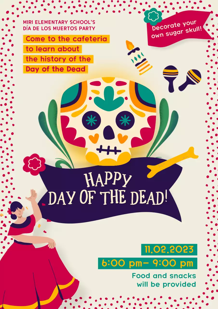 Colourful Cultural Day Of The Dead Invitation Poster