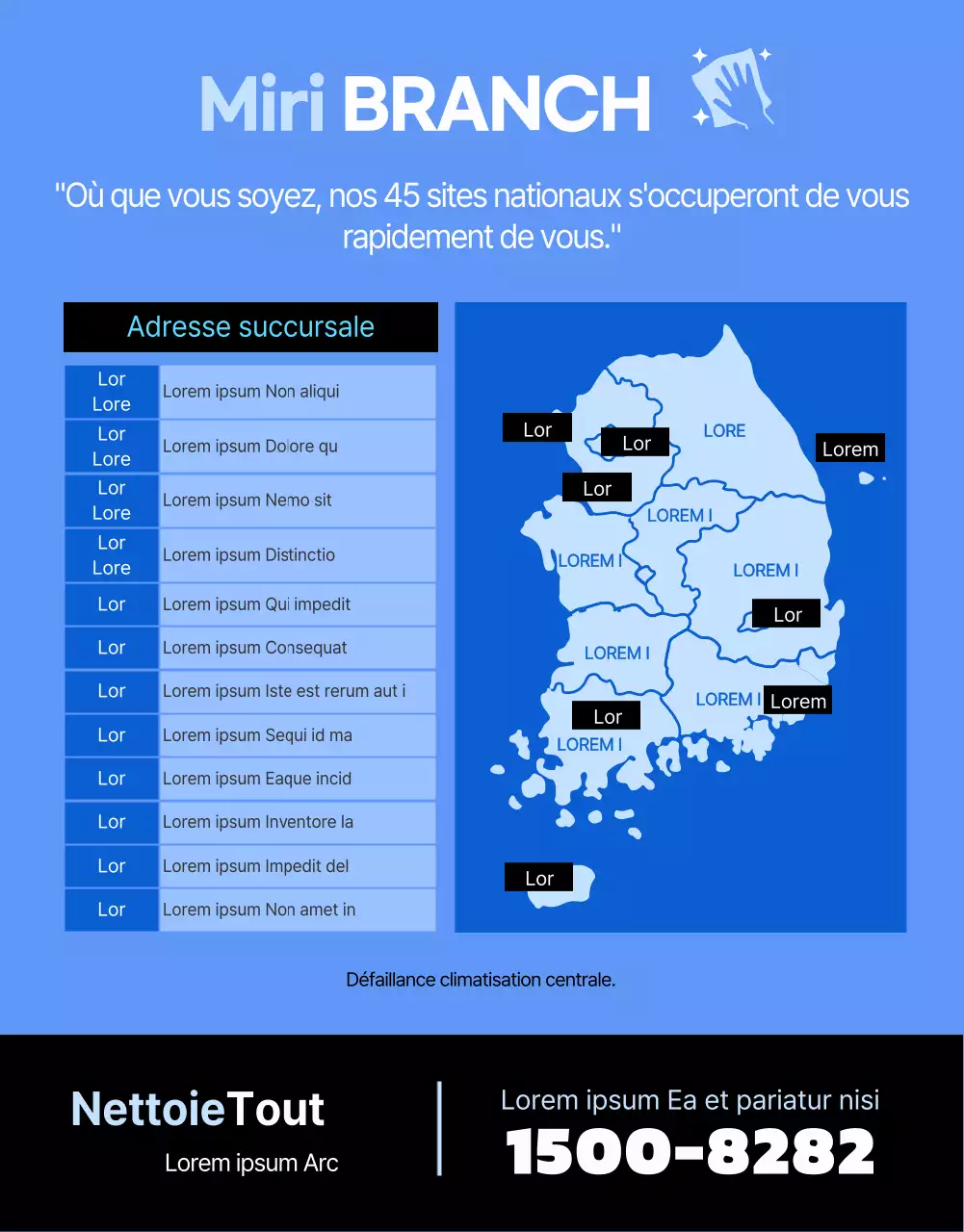 Climatisation propre et fraîche en blanc et bleu