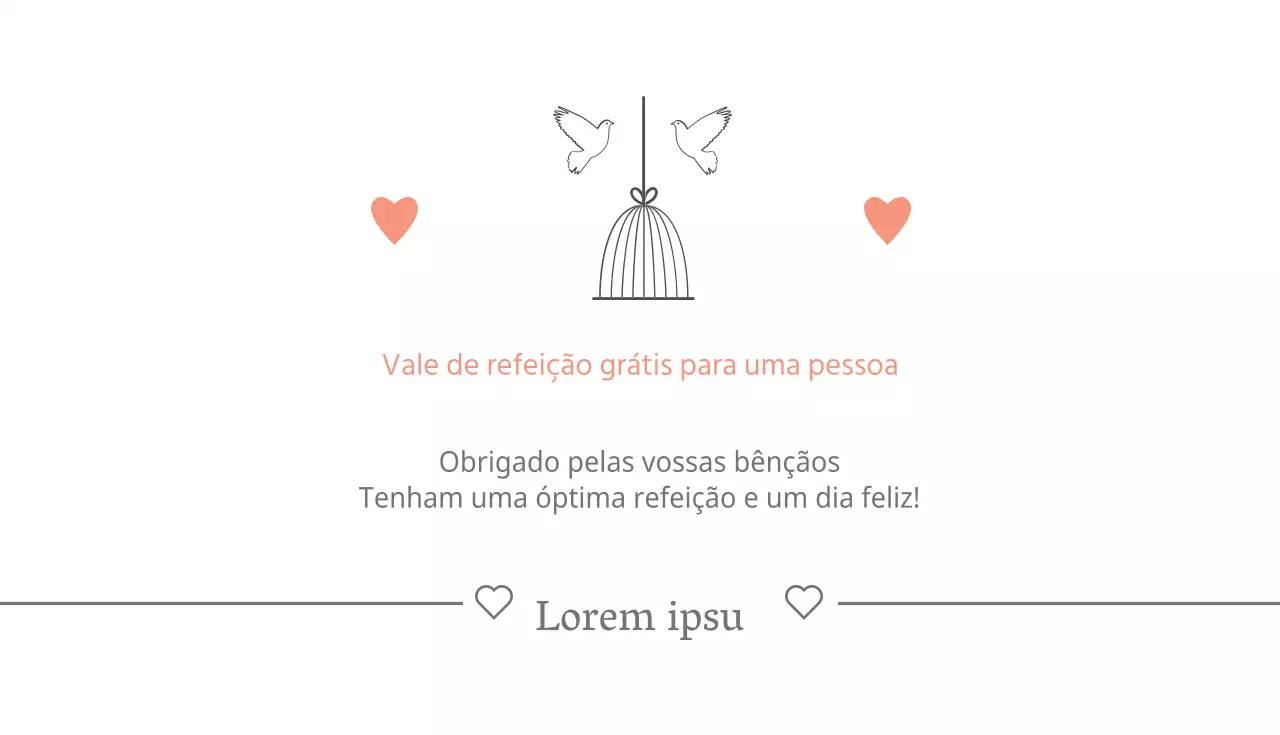 Vale de refeição gratuito para uma pessoa