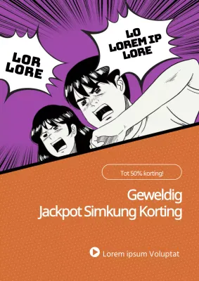 Grappig cartoonconcept in paars en oranje Zomeruitverkoop promotionele webposter