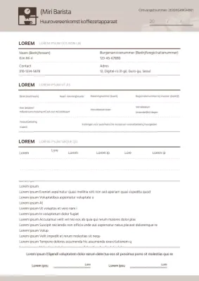 Eenvoudige huurovereenkomst koffiemachine in beige en bruin