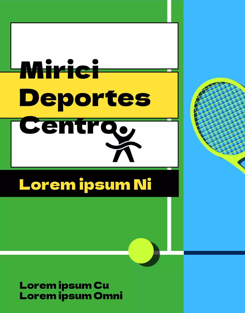 Aviso de inscripción en el Centro Deportivo azul y verde