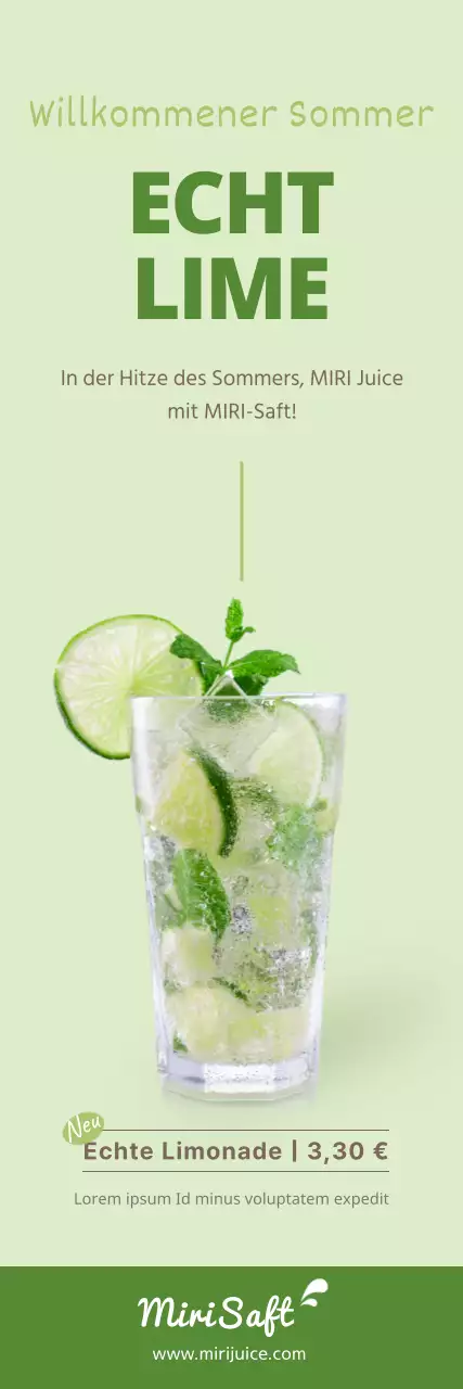 Grünes Sommer-Limonaden-Banner