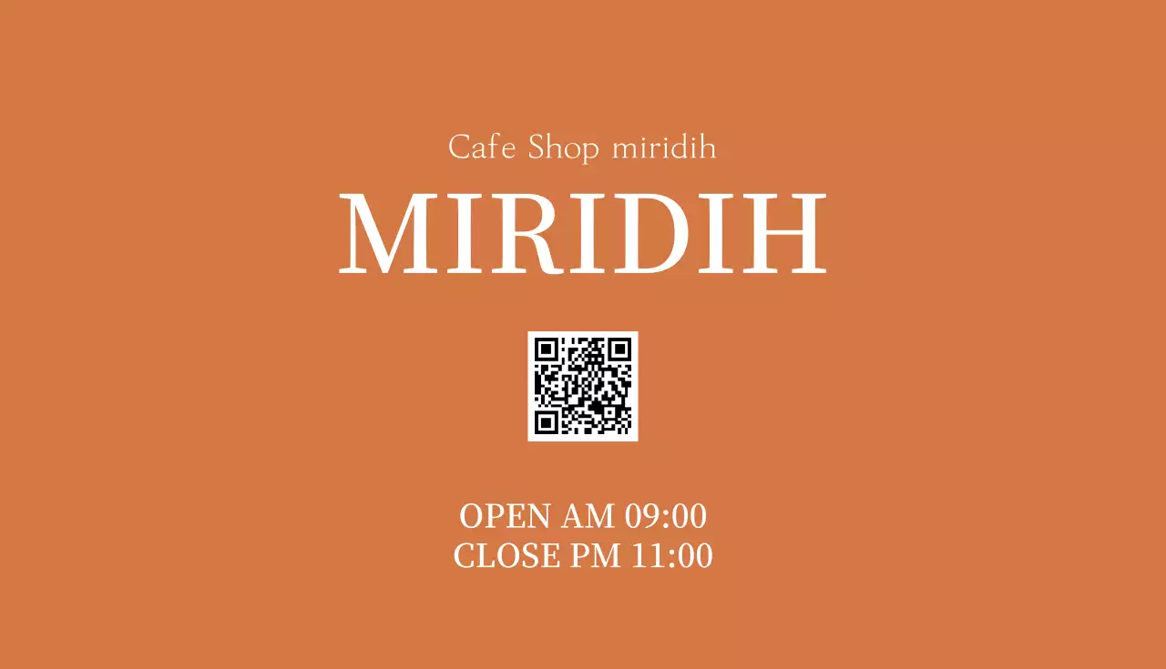茶色 シンプル カフェ 営業時間 名刺