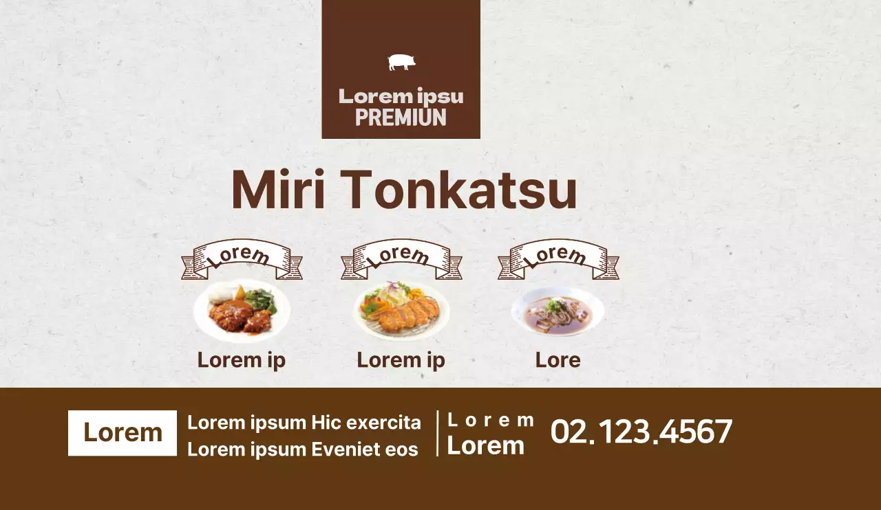 Sauberes Tonkatsu-Restaurant-Werbedesign mit braunen Akzenten