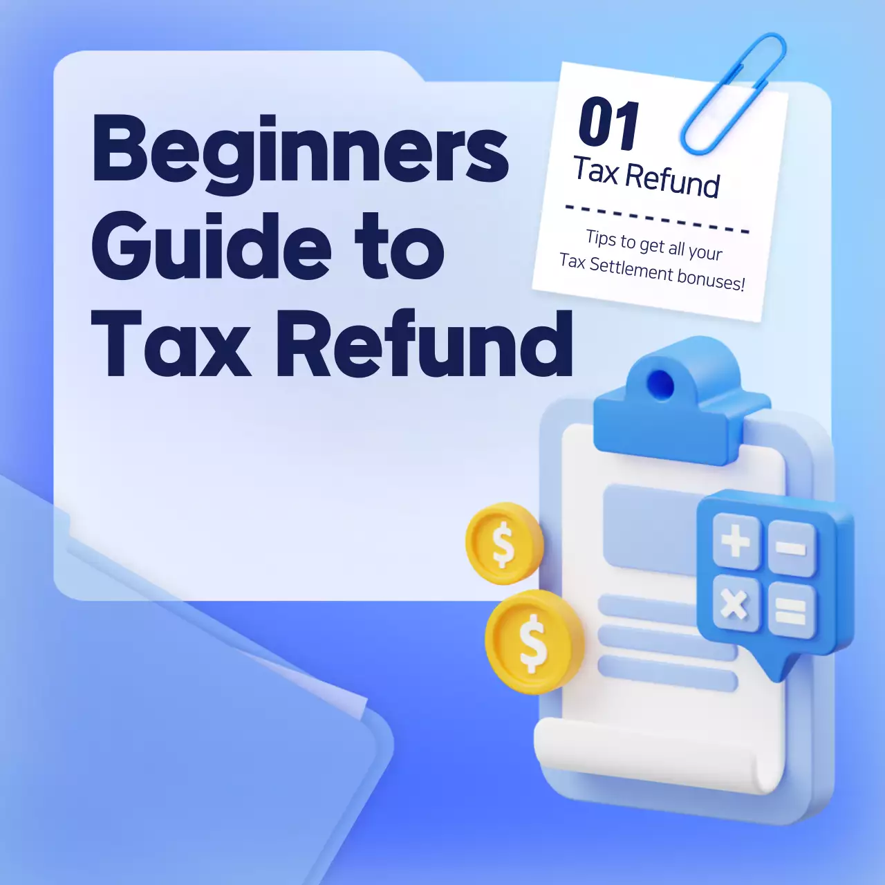 Year-end tax settlement guide with sky-colored folder concept