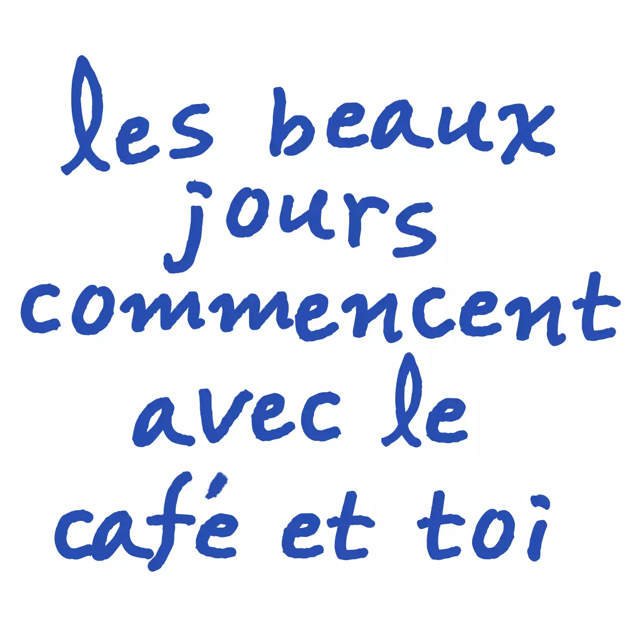 Merchandise with blue, handwritten concept text