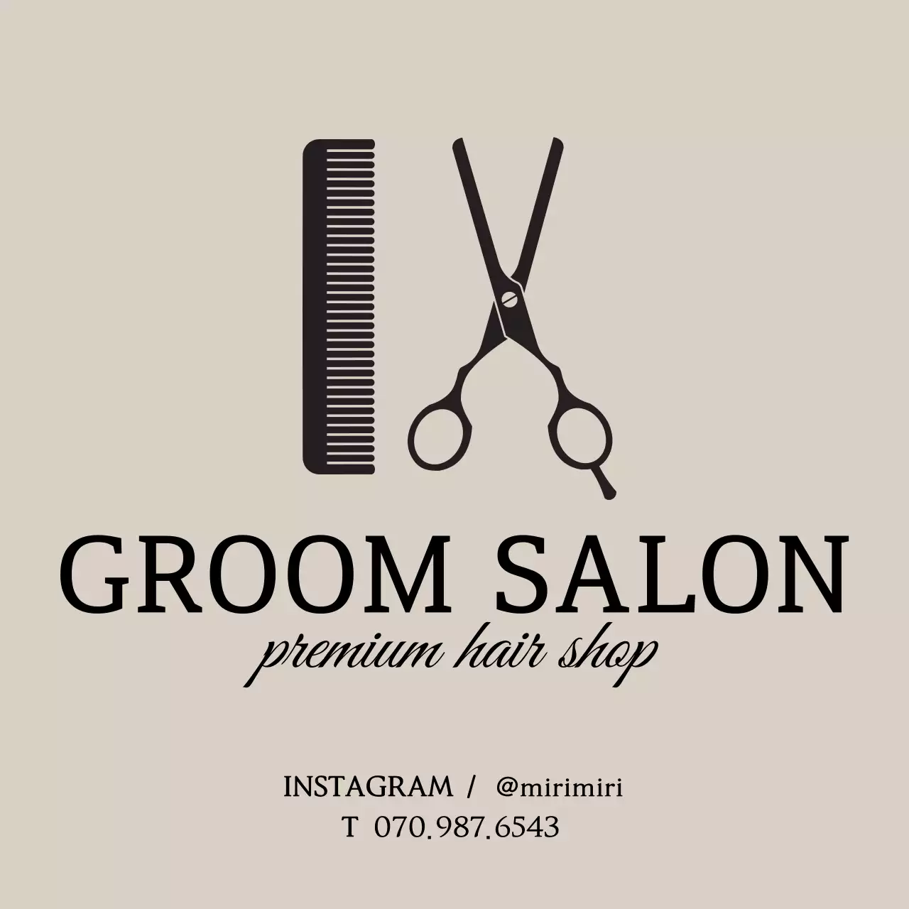 An inquiry with a simple style hair salon logo in light brown and black.